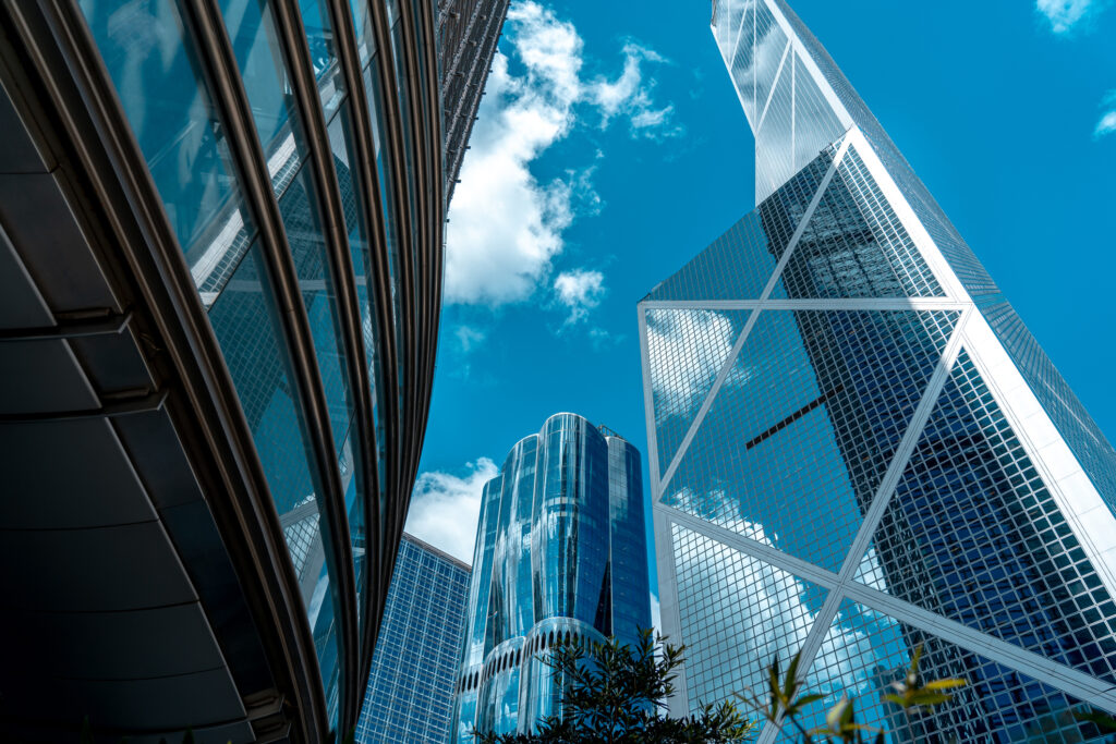 Modern financial skyscrapers in Hong Kong